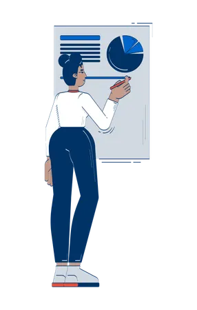 Black woman analyzing pie chart on presentation board  Illustration