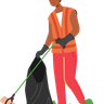 illustration collecting litter trash