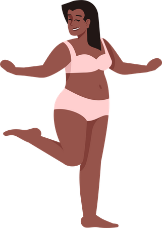 Black Woman dressed in two-piece swimsuit Illustration