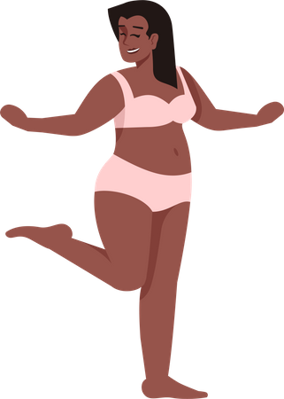 Black Woman dressed in two-piece swimsuit  Illustration