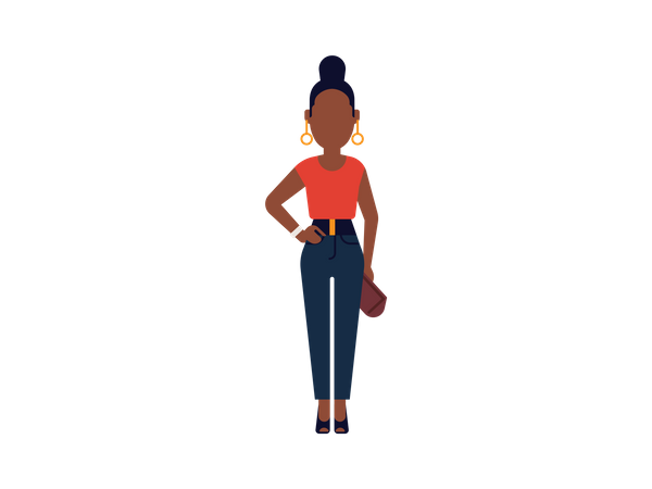 Black Woman holding purse  Illustration