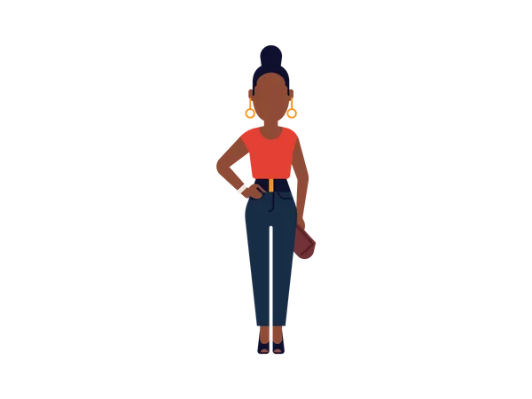 Black Woman holding purse  Illustration