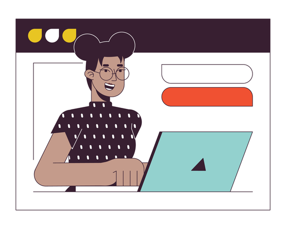 Black woman on web meeting  Illustration