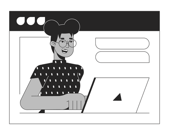 Black woman on web meeting  Illustration