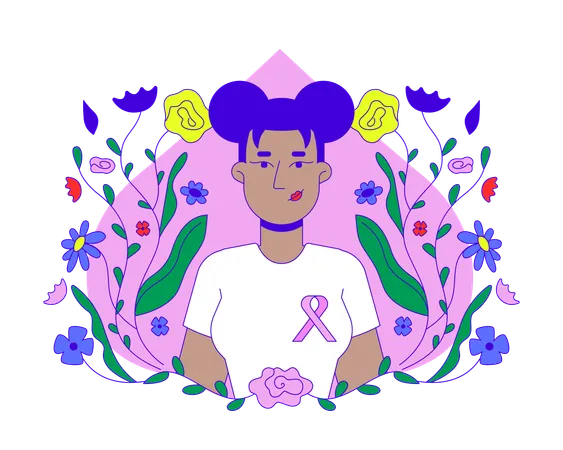 Black woman promoting breast cancer awareness  Illustration