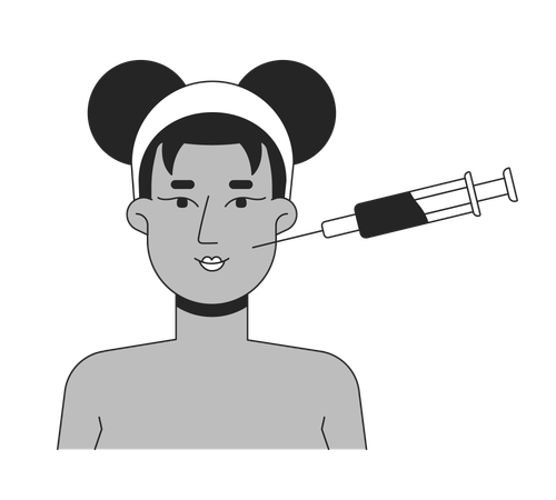 Black woman receiving cosmetic injection for cheek filler  Illustration