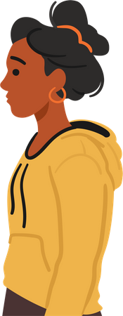 Black Woman Stands In Profile  Illustration