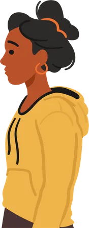 Black Woman Stands In Profile  Illustration