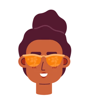 Black Woman Sunglasses Smiling With Afro Semi Flat Vector Character Head Summer Girl Editable Cartoon Avatar Icon Face Emotion Colorful Spot Illustration For Web Graphic Design Animation Illustration