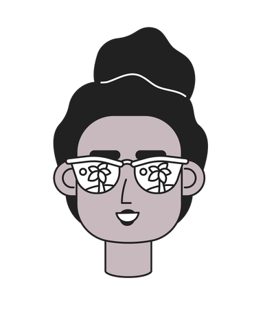 Black woman sunglasses smiling with afro  Illustration