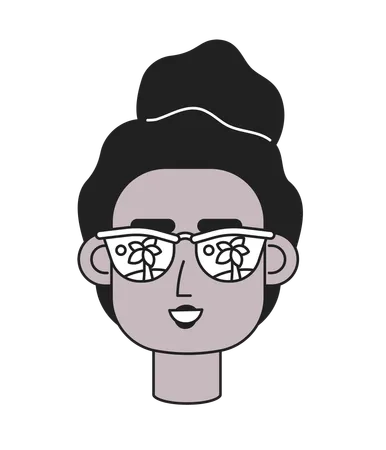 Black woman sunglasses smiling with afro  Illustration