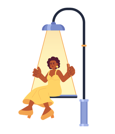 Black woman swing lamp post  イラスト