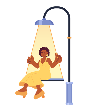 Black woman swing lamp post  Illustration