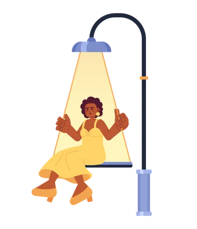 Black woman swing lamp post  Illustration