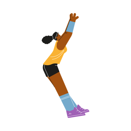 Black woman volleyball player jumping to hit the ball  Illustration