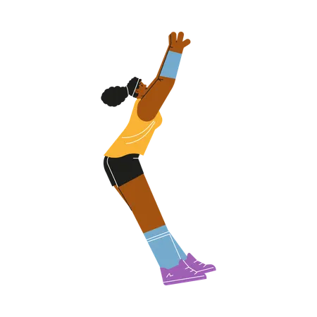 Black woman volleyball player jumping to hit the ball  Illustration