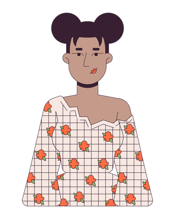 Black woman wearing blouse with floral pattern  Illustration