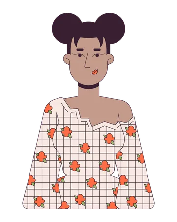 Black woman wearing blouse with floral pattern  Illustration