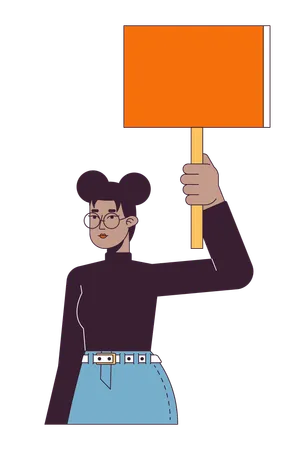 Black woman with banner  Illustration