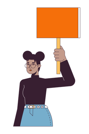 Black woman with banner  Illustration