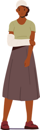 Black woman with broken arm  Illustration