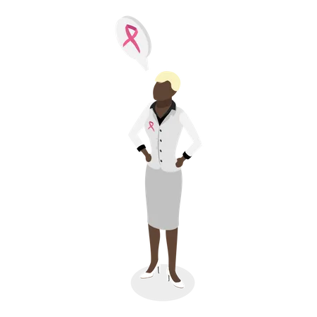 Black women wearing pink ribbon to spread breast cancer awarness  イラスト