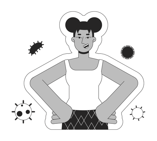 Black young woman protected from getting viruses  Illustration