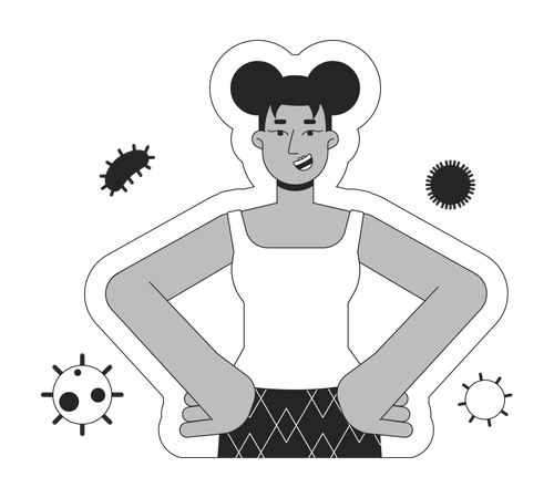 Black young woman protected from getting viruses  일러스트레이션