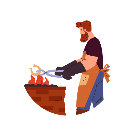 Blacksmith hitting tongs  Illustration