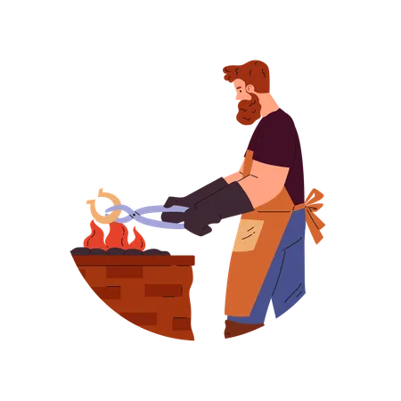 Blacksmith hitting tongs  Illustration