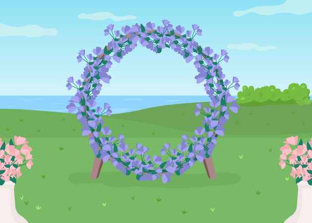 Blauer Blumenbogen  Illustration