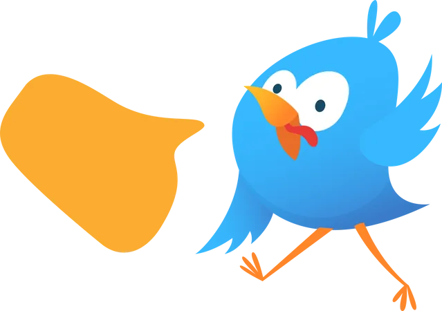 Blauer Vogel Nachrichten Cartoon Tier Mit Sprechblasen Illustration
