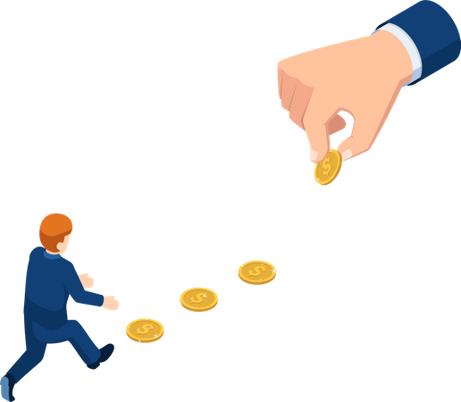 Blind businessman following business trap  Illustration