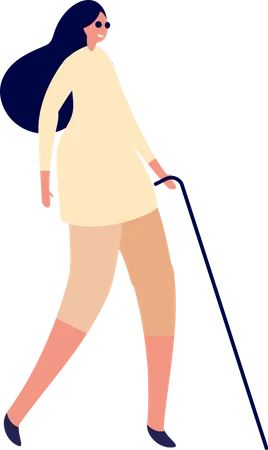 Blind girl with cane  Illustration