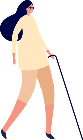 Blind girl with cane  Illustration