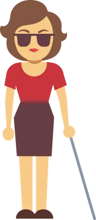 Blind Girl With Cane  Illustration