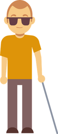 Blind Man With Cane  Illustration