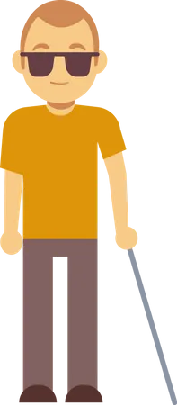 Blind Man With Cane  Illustration