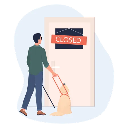 Blind man with dog  Illustration