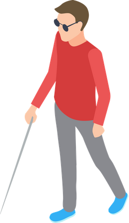 Blind man with stick  Illustration