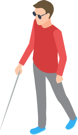Blind man with stick  Illustration