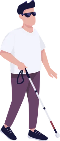 Blind man with walking cane  Illustration