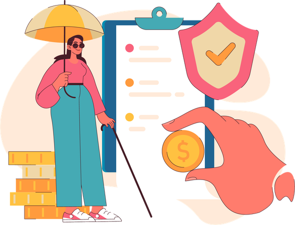 Blind person saving fund  Illustration