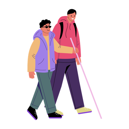Blind walking on road  Illustration