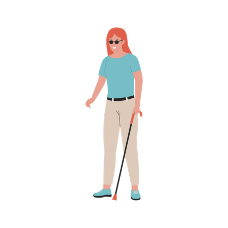 Blind Woman with strick  Illustration