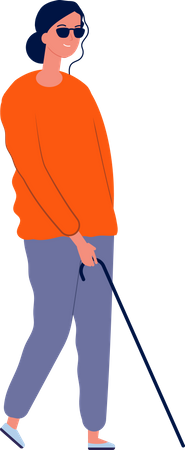 Blinde Frau mit Stock  Illustration