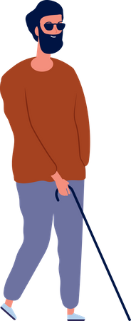 Blinder Mann mit Stock  Illustration