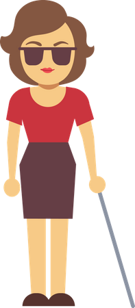 Blindes Mädchen mit Stock  Illustration