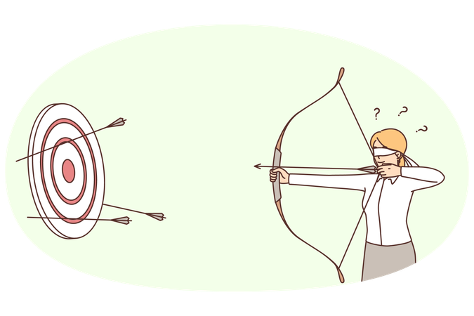 Blindsided female employee aim at business goal  Illustration