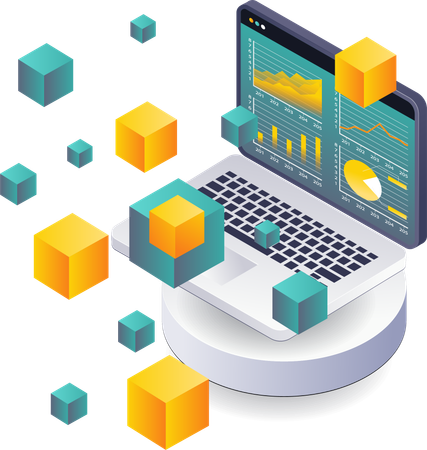 Panel de control informático de análisis de datos empresariales Blockchain  Ilustración